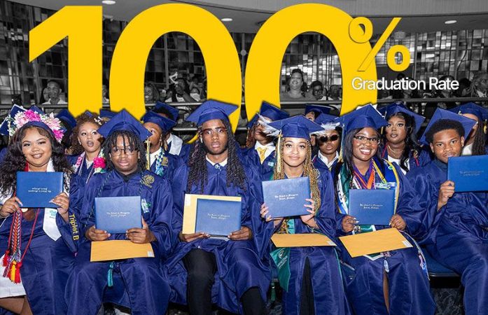  students at a graduation ceremony